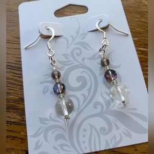 Handmade Quartz Crystal And Glass Beaded Earrings!!